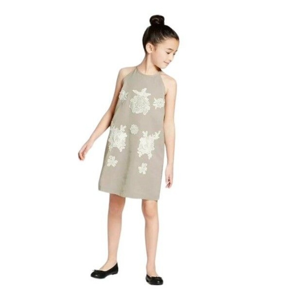 Victoria Beckham Target Dress Girls L Sage Lace Floral Halter Knee Length Womens
